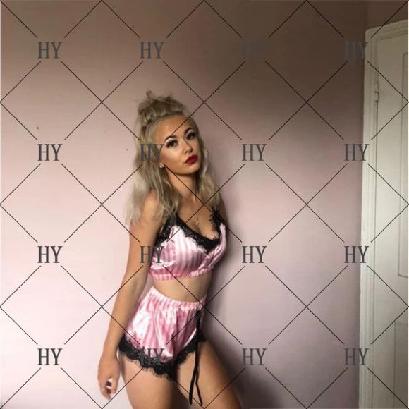 Retro PinUp Pink & Black Lace Lingerie Shorts - Picture 7 of 10